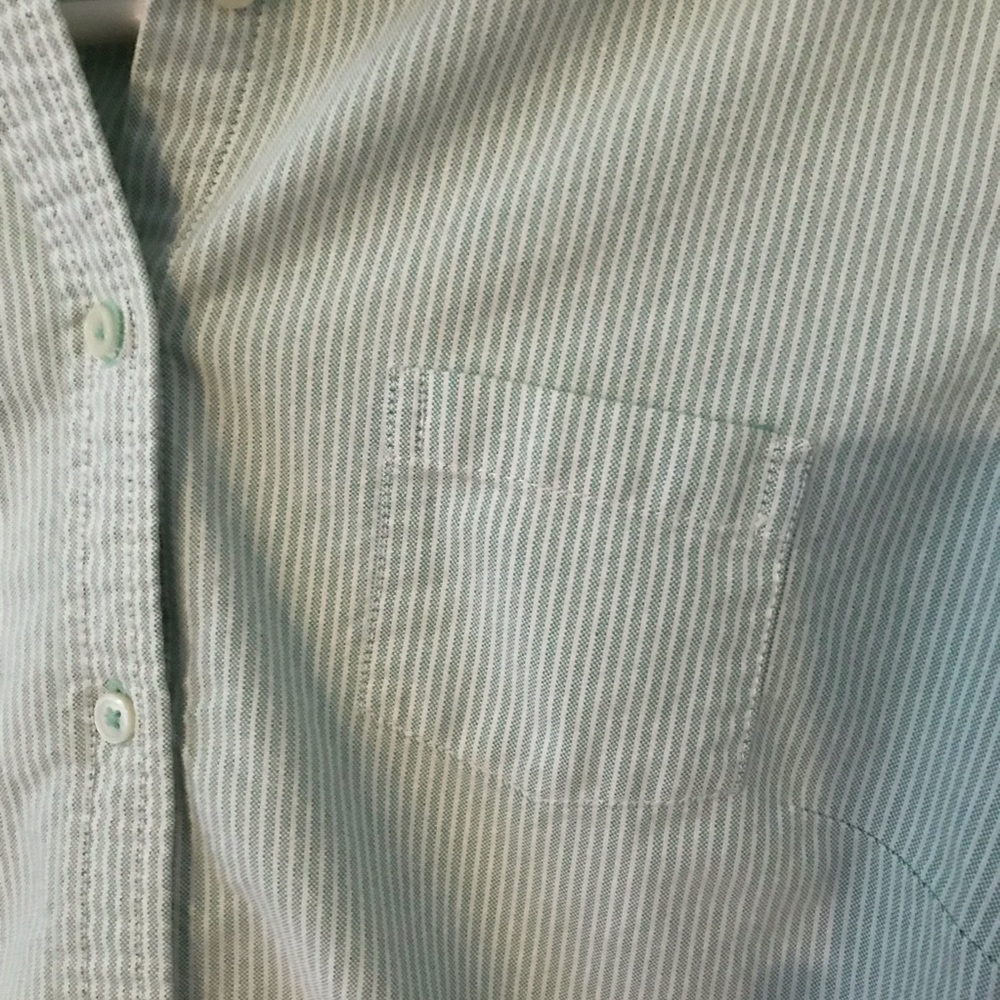 Medium Gap Green/White Striped Button Down Shirt - image 2